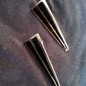 Vintage Monet Black and Gold Spike long earrings